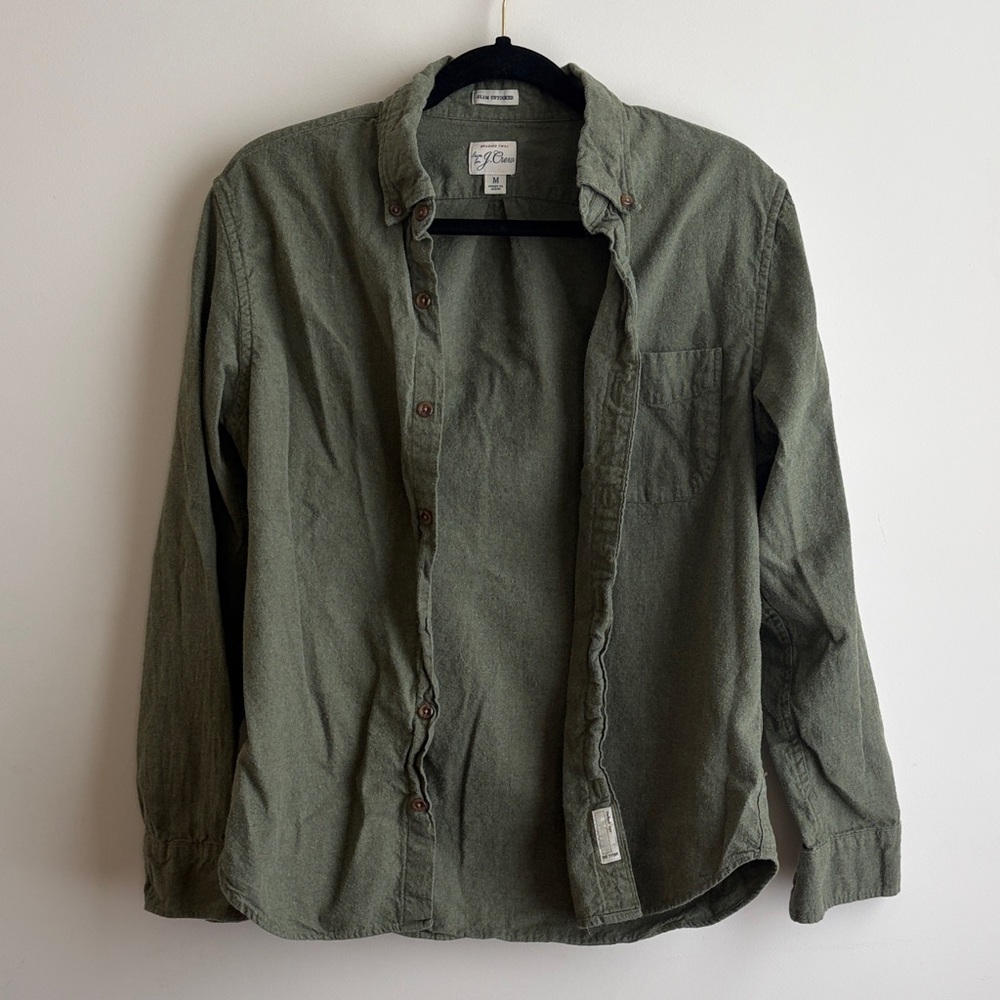 J. Crew Olive Brushed Twill Shirt